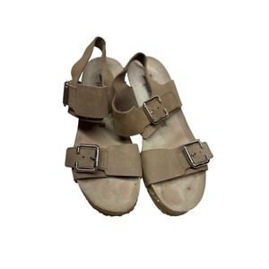 Mephisto Womens Lissia Buckles Slingback Wedge  Leather Sandal Size US 5.5/EU 36